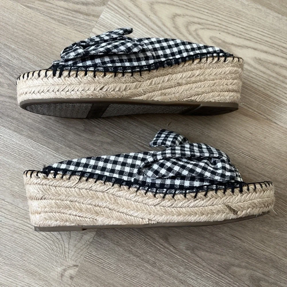 Franco Sarto Patrice Gingham Espadrille Wedge Sandals‎ Cottagecore Coastal 7.5M